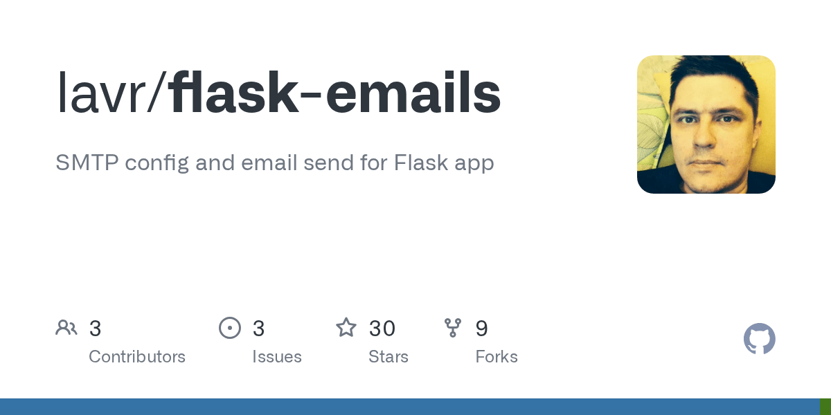 GitHub lavr/flaskemails SMTP config and email send for Flask app