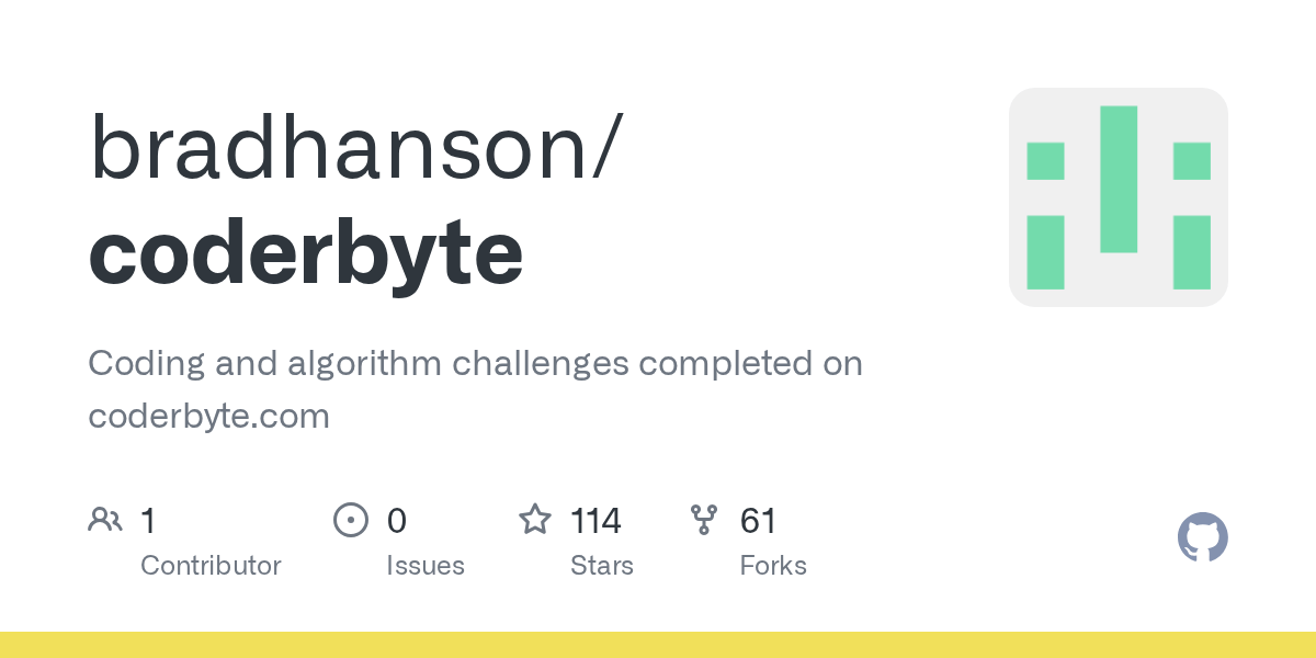 GitHub bradhanson/coderbyte Coding and algorithm challenges
