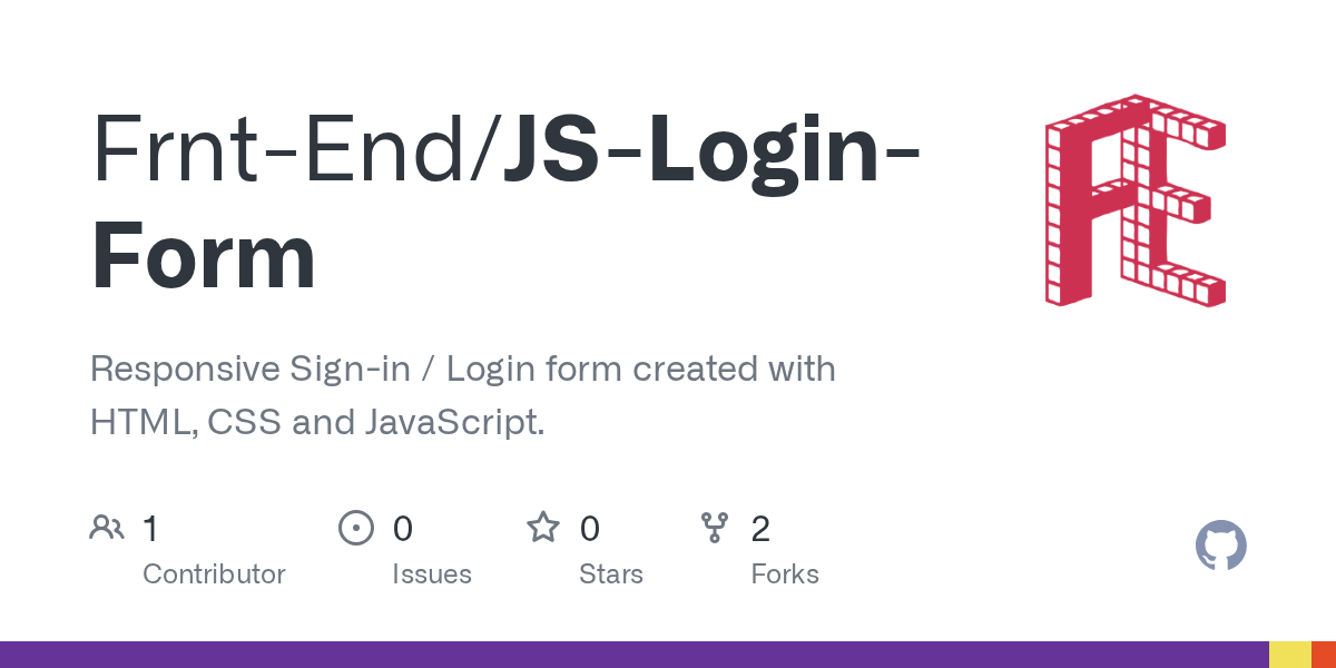 GitHub FrntEnd/JSLoginForm Responsive Signin / Login form created with HTML, CSS and