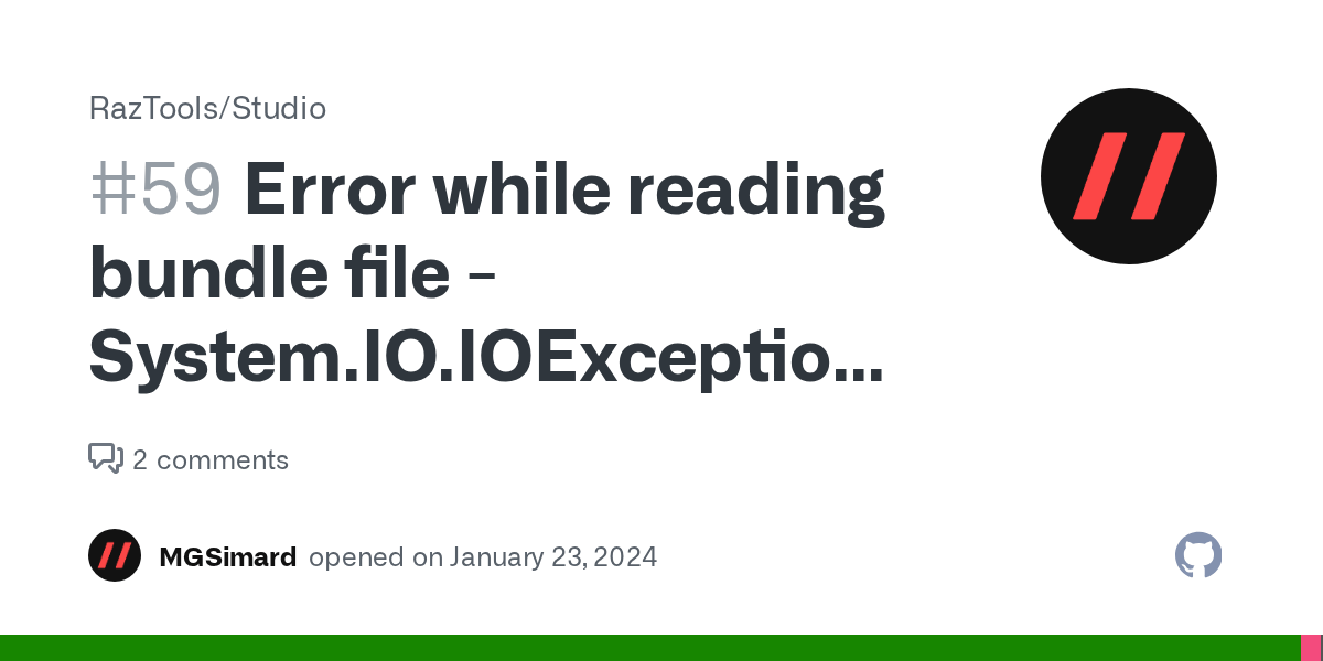 Error while reading bundle file System.IO.IOException Lz4