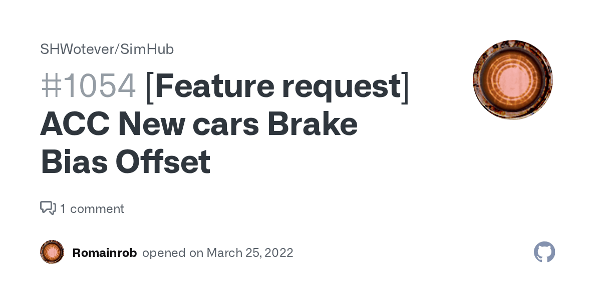 [Feature request] ACC New cars Brake Bias Offset · Issue 1054