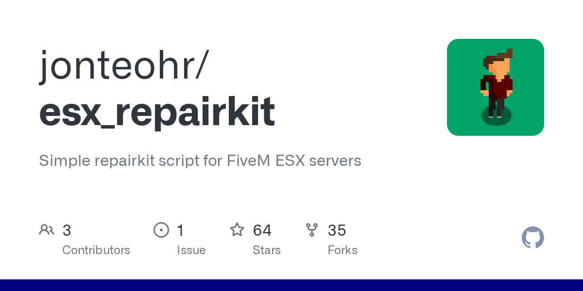 GitHub jonteohr/esx_repairkit Simple repairkit script for FiveM ESX