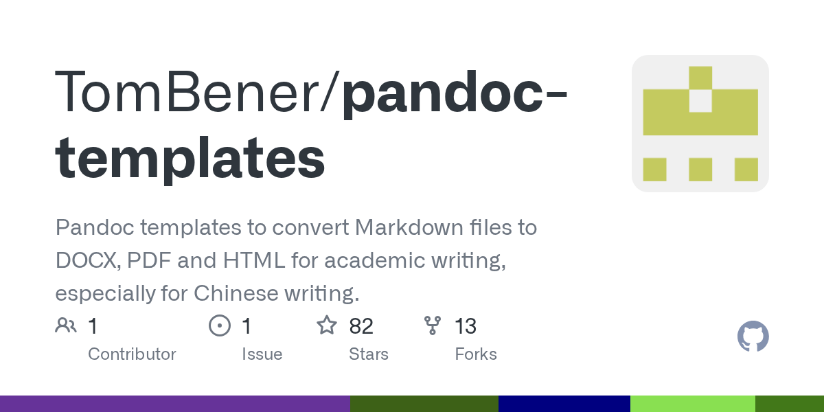GitHub TomBener/pandoctemplates Pandoc templates to convert Markdown files to DOCX, PDF and