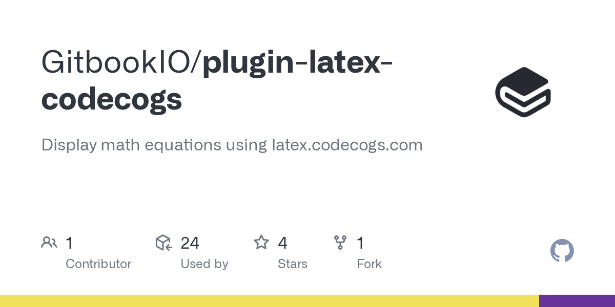 GitHub GitbookIO/pluginlatexcodecogs Display math equations using