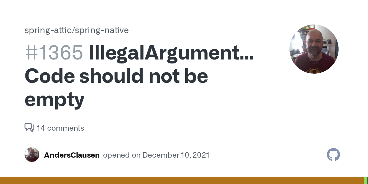 IllegalArgumentException Code should not be empty · Issue 1365