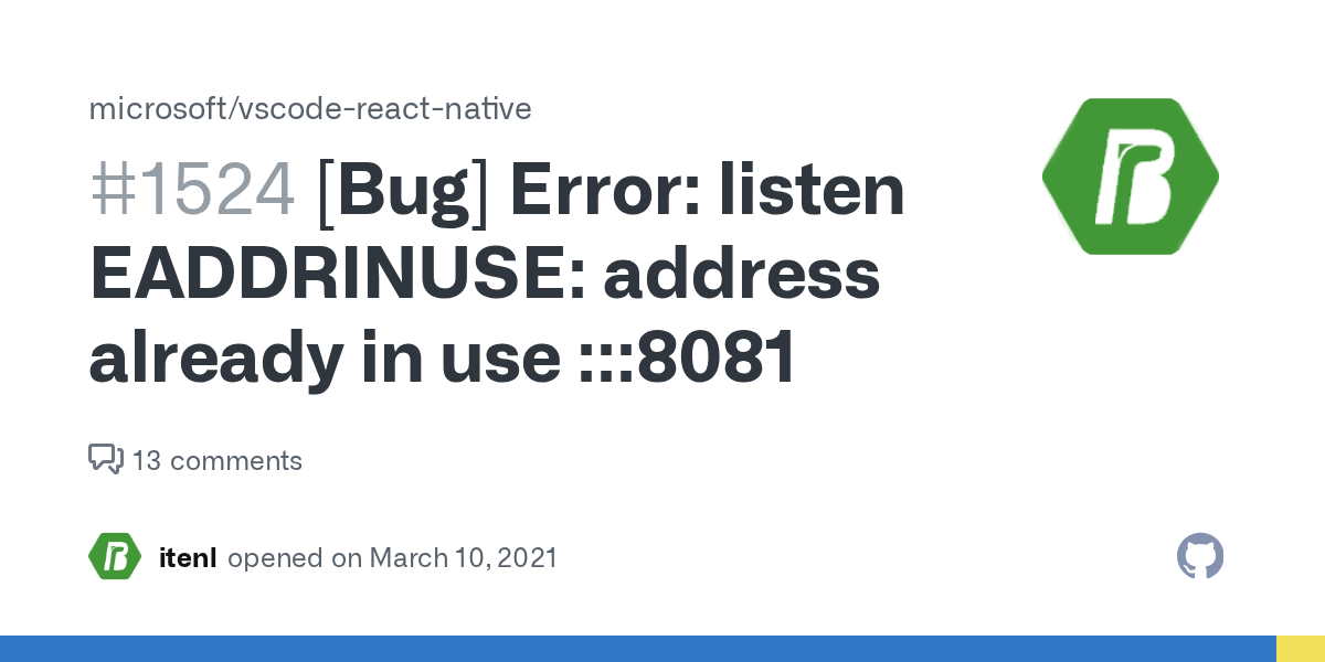 [Bug] Error listen EADDRINUSE address already in use 8081 · Issue
