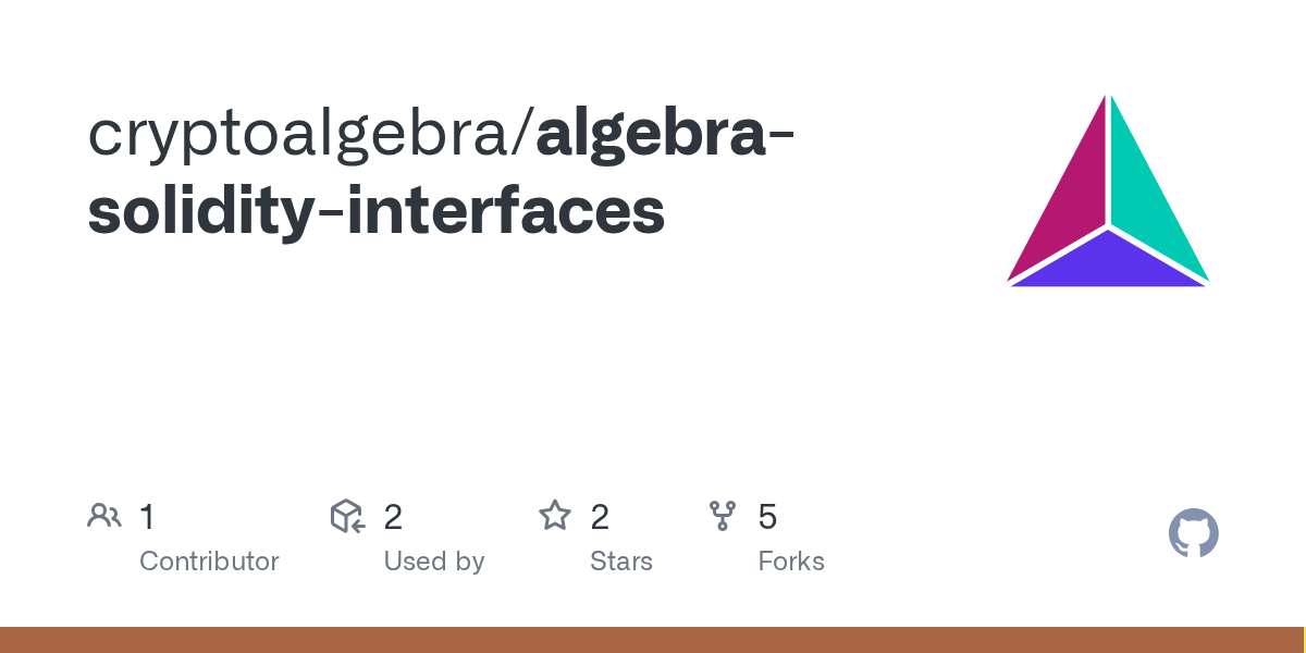 GitHub cryptoalgebra/algebrasolidityinterfaces