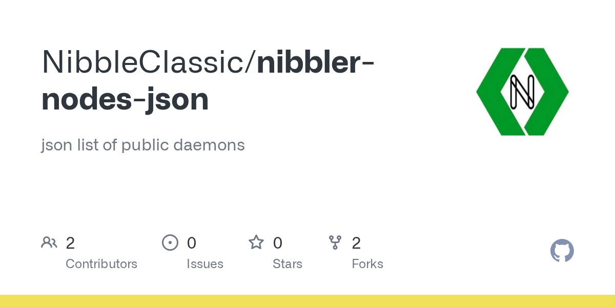 GitHub NibbleClassic/nibblernodesjson json list of public daemons