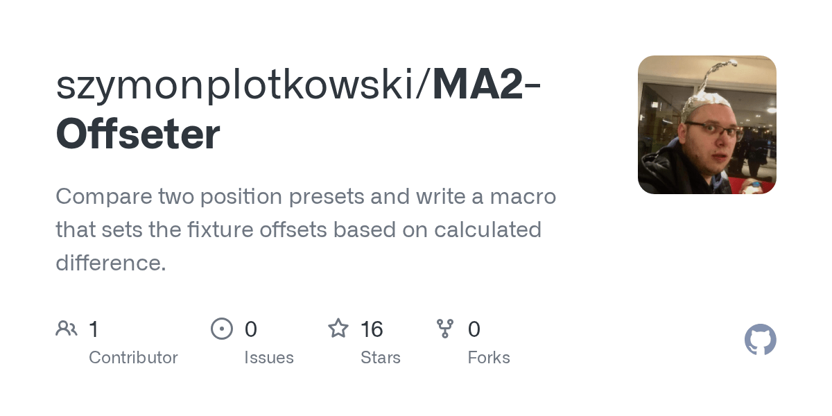 GitHub - szymonplotkowski/MA2-Offseter: Compare two position presets