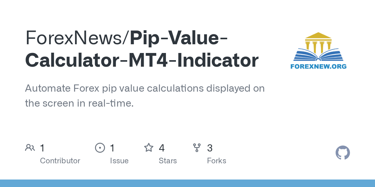 GitHub ForexNews/PipValueCalculatorMT4Indicator Automate Forex