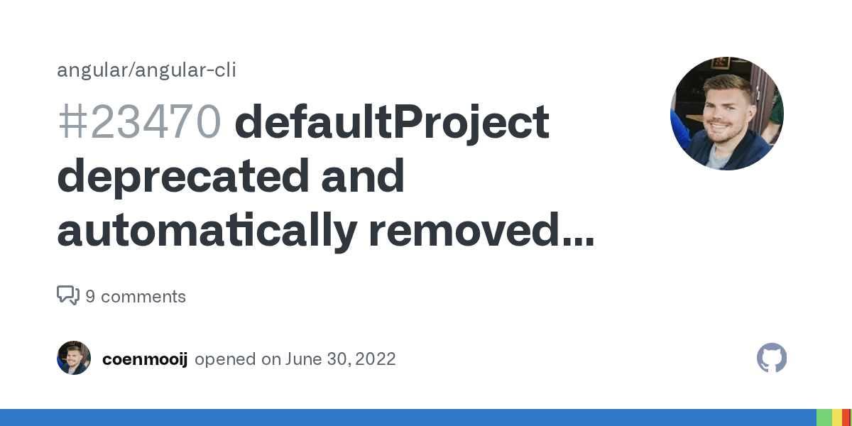 defaultProject deprecated and automatically removed after update to 14