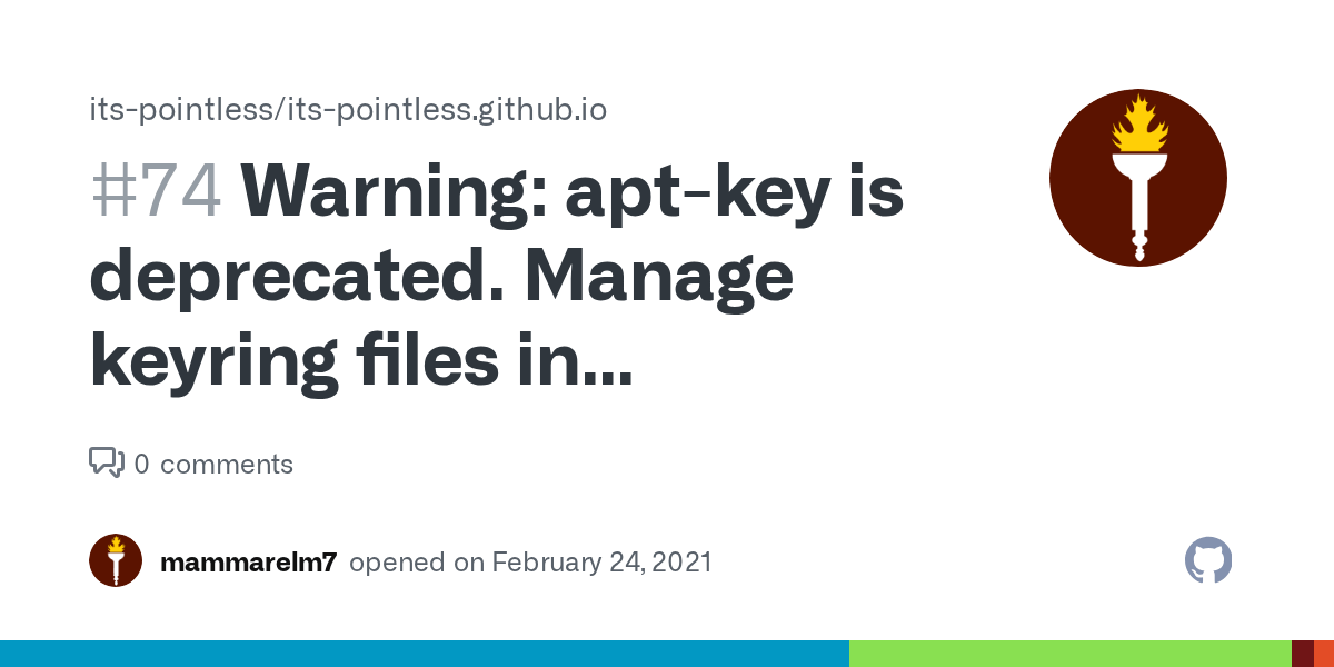 Warning aptkey is deprecated. Manage keyring files in trusted.gpg.d