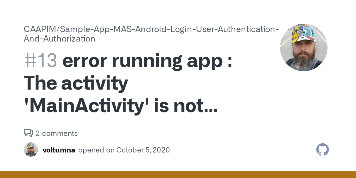error running app The activity 'MainActivity' is not declared in