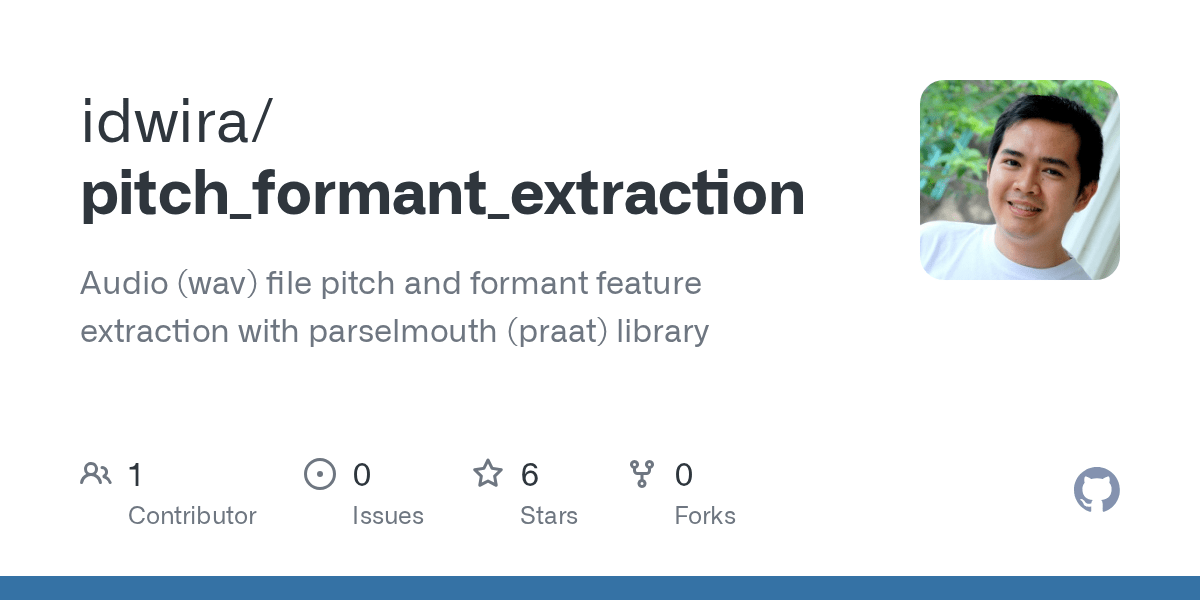 GitHub idwira/pitch_formant_extraction Audio (wav) file pitch and