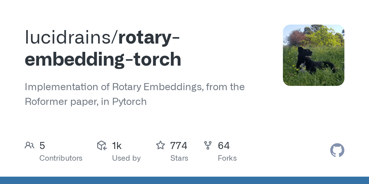 rotaryembeddingtorch/rotary_embedding_torch.py at main · lucidrains