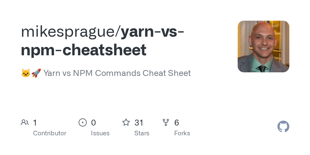 GitHub mikesprague/yarnvsnpmcheatsheet catrocket Yarn vs NPM