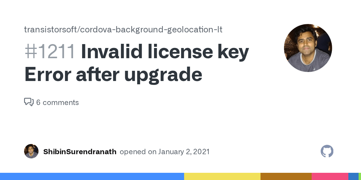 Invalid license key Error after upgrade · Issue 1211 · transistorsoft