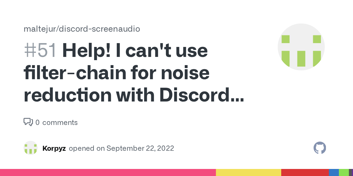 Help! I can't use filterchain for noise reduction with Discord