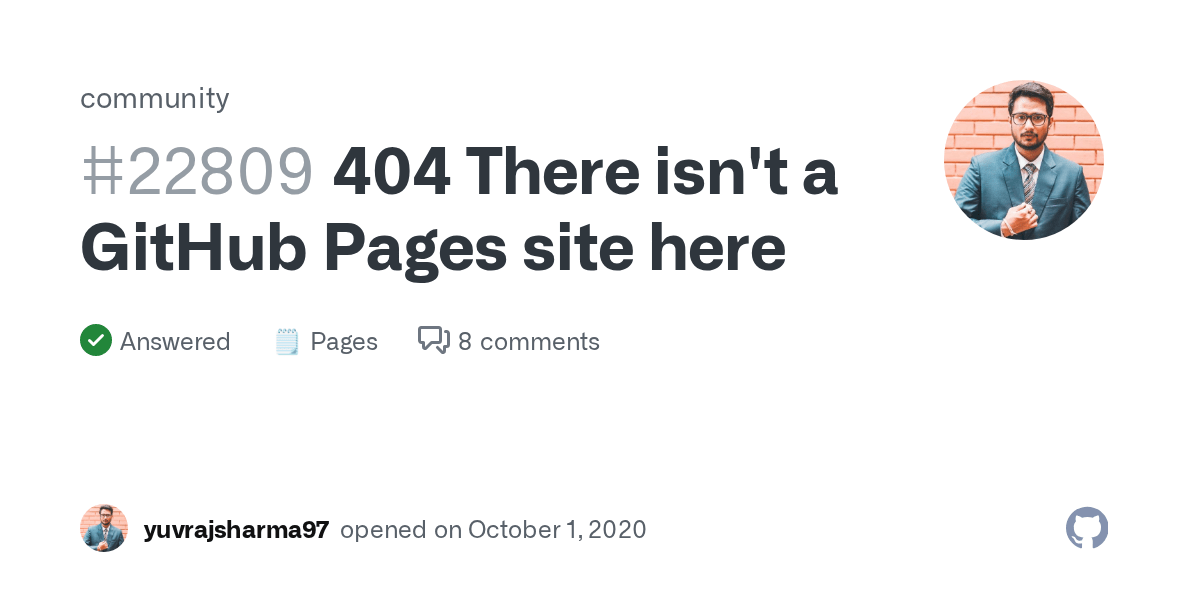 404 There isn't a GitHub Pages site here · community · Discussion