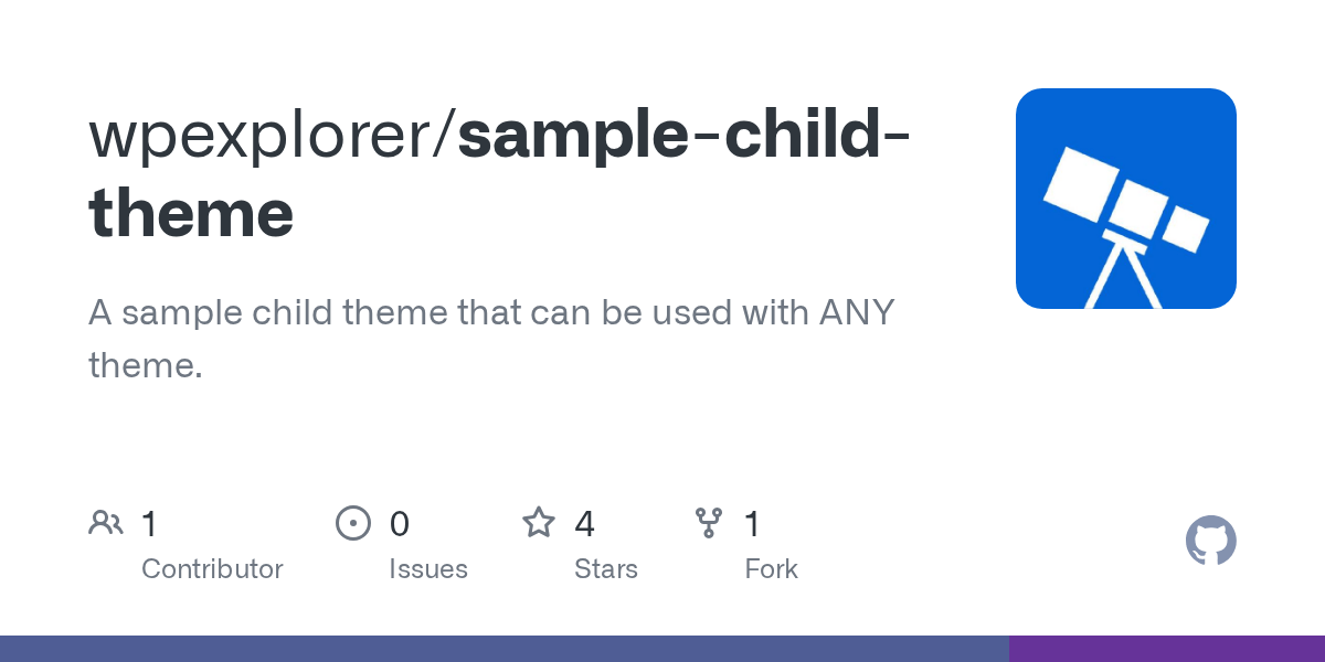 GitHub wpexplorer/samplechildtheme A sample child theme that can be used with ANY theme.
