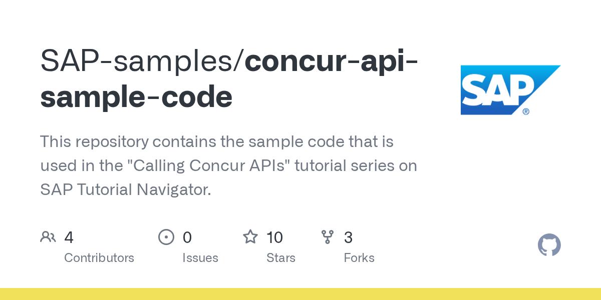 GitHub SAPsamples/concurapisamplecode This repository contains the sample code that is