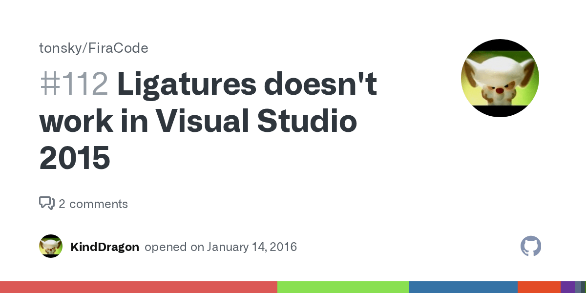Ligatures doesn't work in Visual Studio 2015 · Issue 112 · tonsky