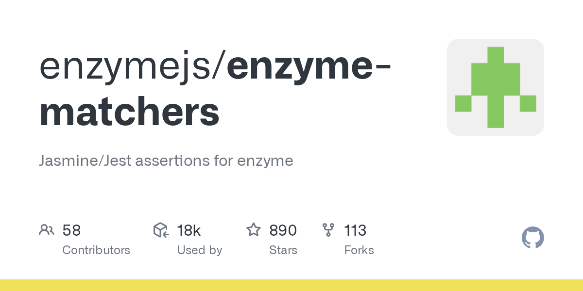 GitHub enzymejs/enzymematchers Jasmine/Jest assertions for enzyme
