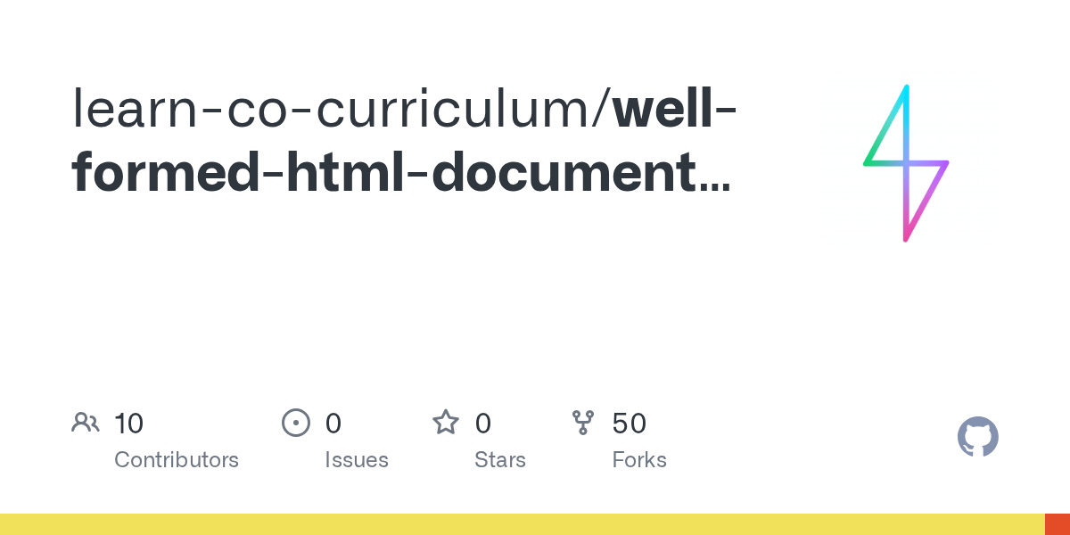 GitHub learncocurriculum/wellformedhtmldocumentlab