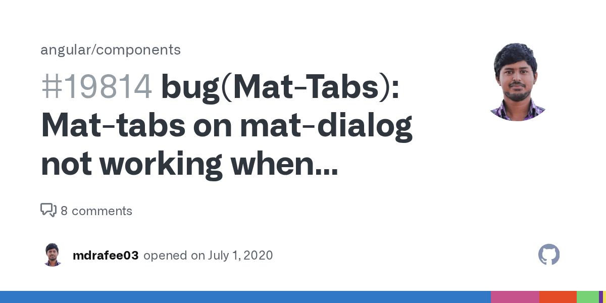 bug(MatTabs) Mattabs on matdialog not working when selectedIndex