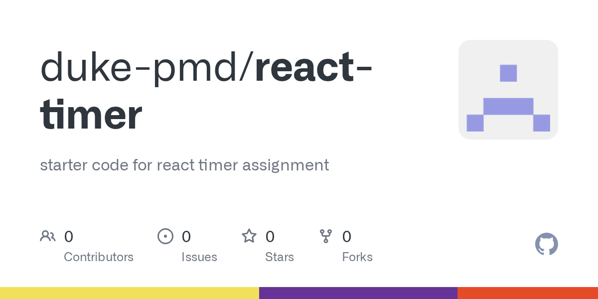 GitHub dukepmd/reacttimer starter code for react timer assignment