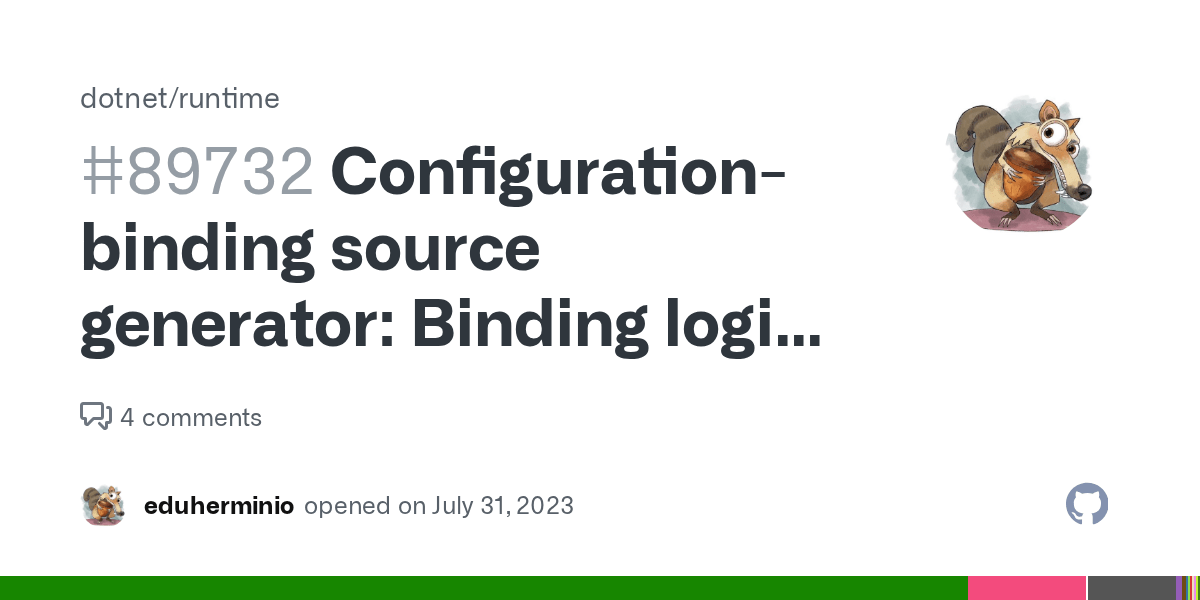 Configurationbinding source generator Binding logic was not generated