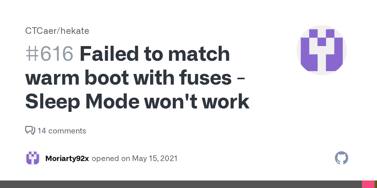 Failed to match warm boot with fuses Sleep Mode won't work · Issue