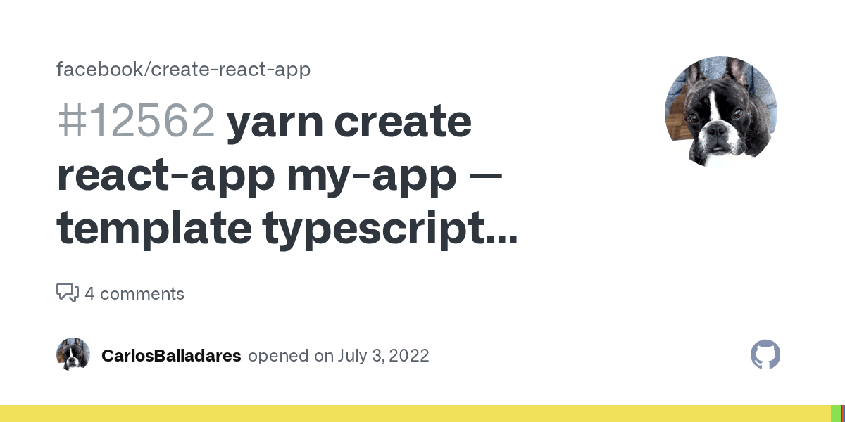 yarn create reactapp myapp template typescript errors with strange