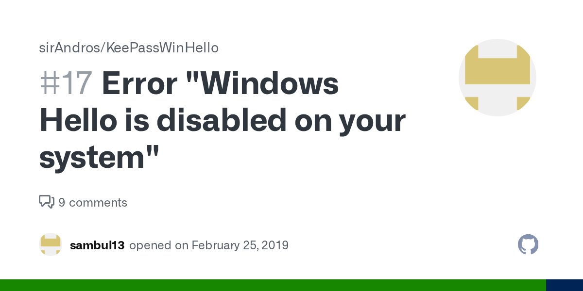 Error "Windows Hello is disabled on your system" · Issue 17