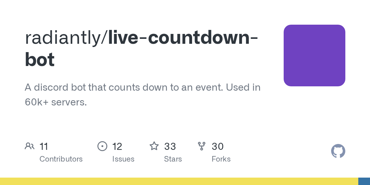 GitHub radiantly/livecountdownbot A discord bot that counts down