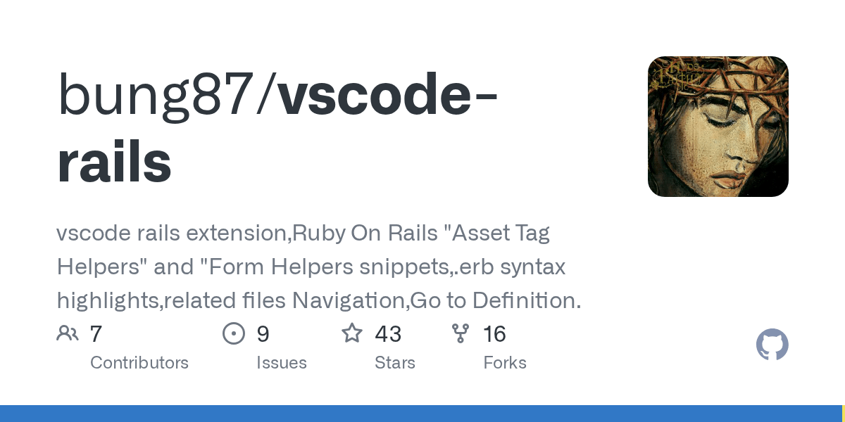 GitHub bung87/vscoderails vscode rails extension,Ruby On Rails