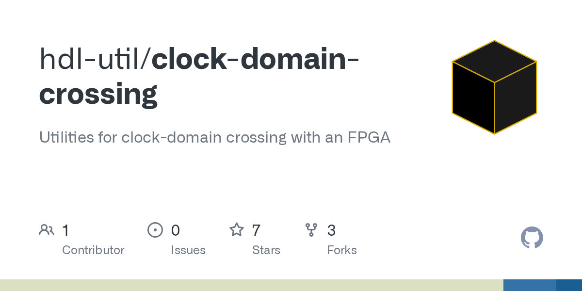 GitHub hdlutil/clockdomaincrossing Utilities for clockdomain