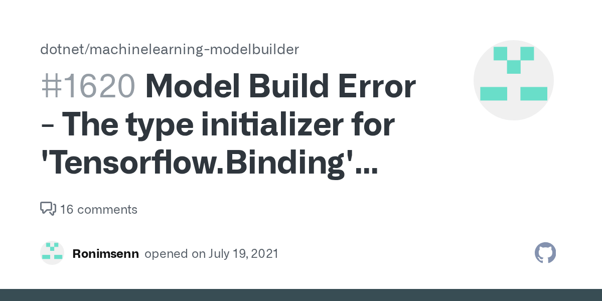 Model Build Error The type initializer for 'Tensorflow.Binding' threw