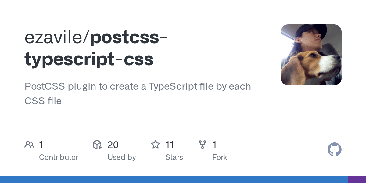 GitHub ezavile/postcsstypescriptcss PostCSS plugin to create a