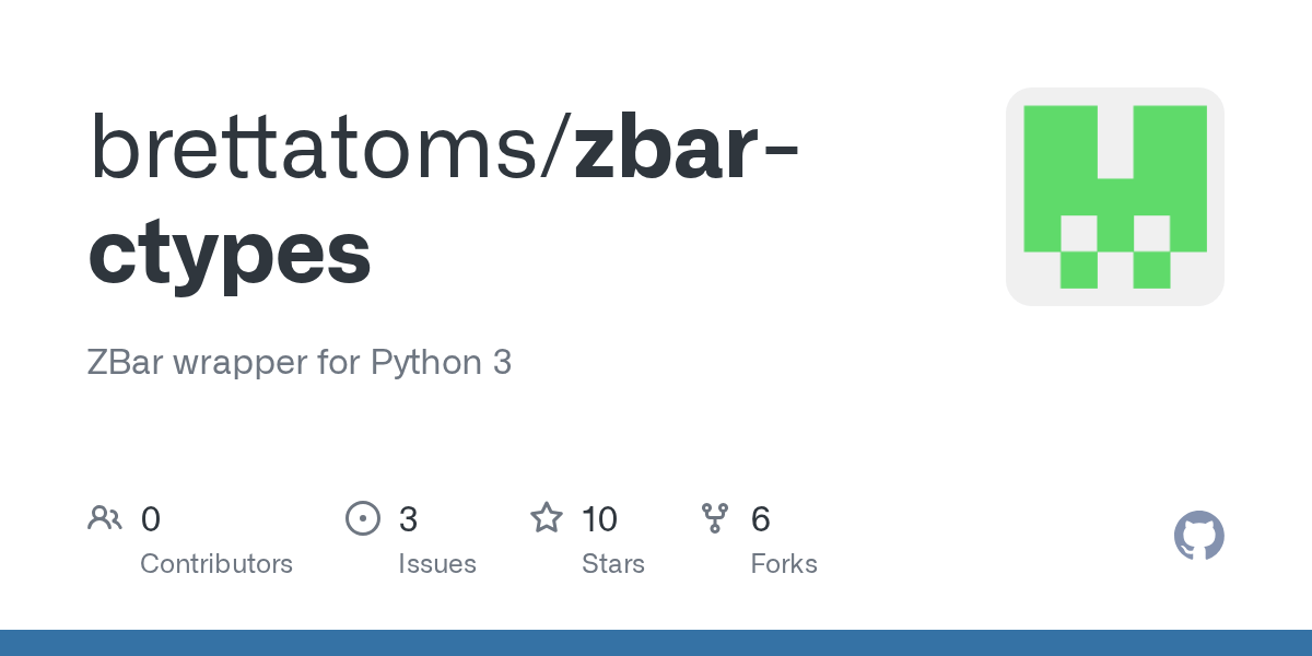GitHub brettatoms/zbarctypes ZBar wrapper for Python 3
