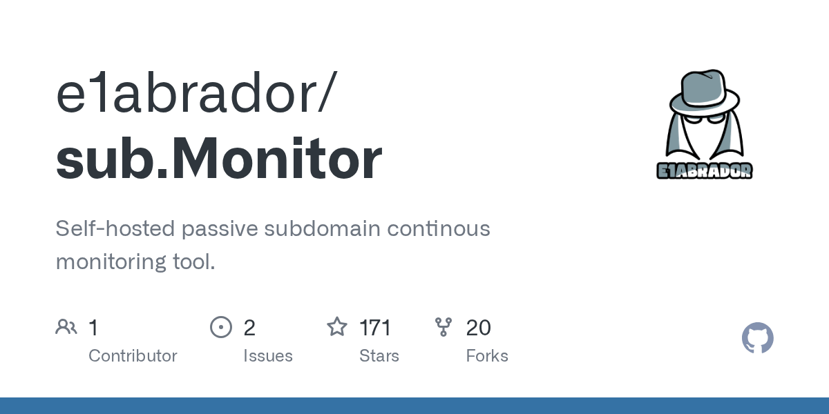 GitHub e1abrador/sub.Monitor Selfhosted passive subdomain continous