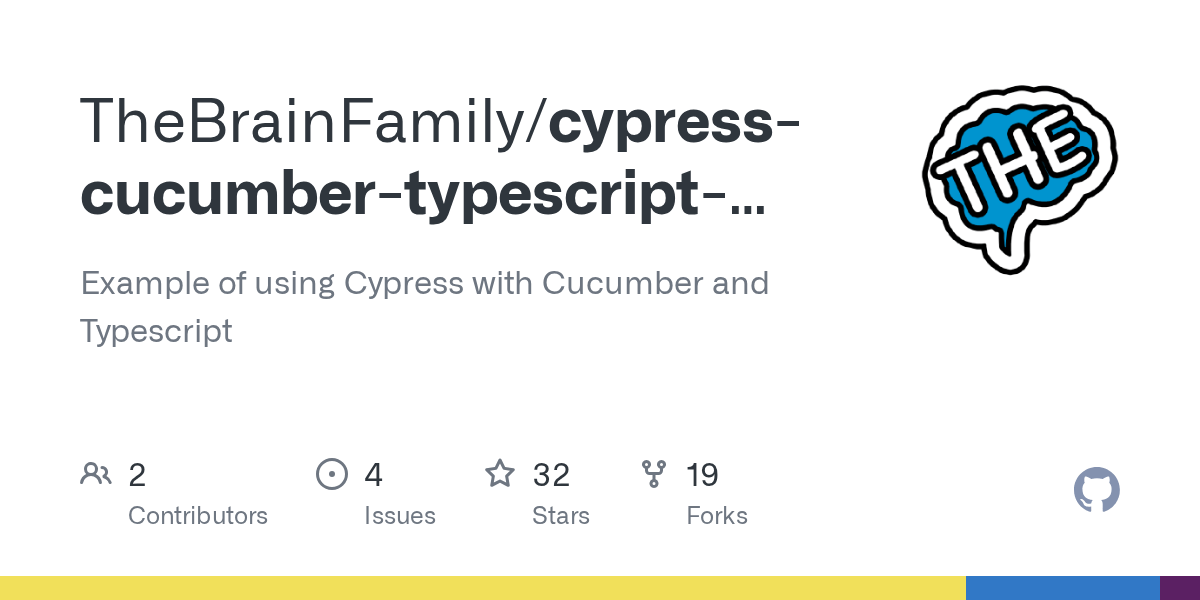 GitHub TheBrainFamily/cypresscucumbertypescriptexample Example of