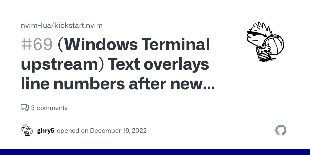 (Windows Terminal upstream) Text overlays line numbers after new line