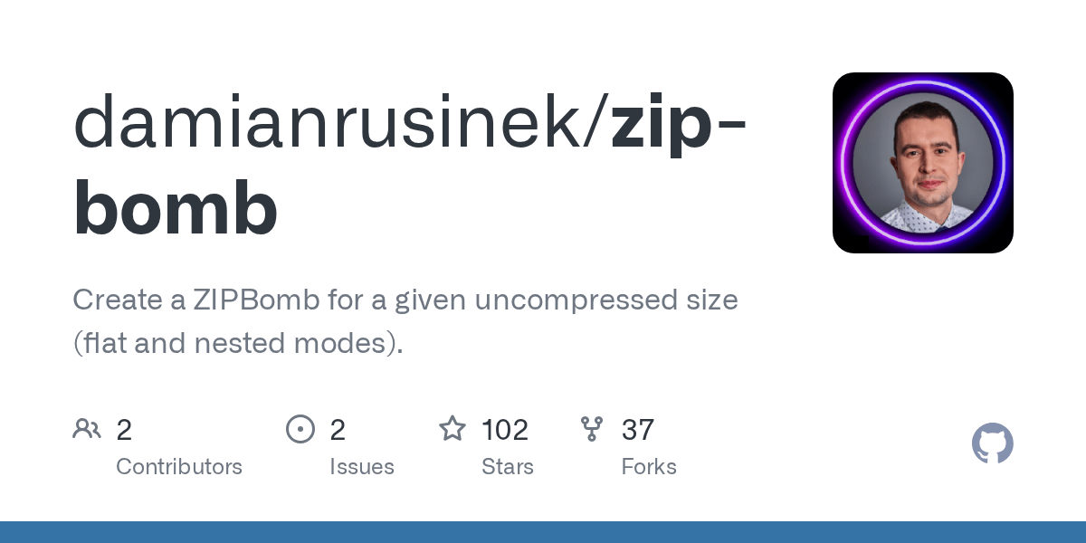 GitHub damianrusinek/zipbomb Create a ZIPBomb for a given
