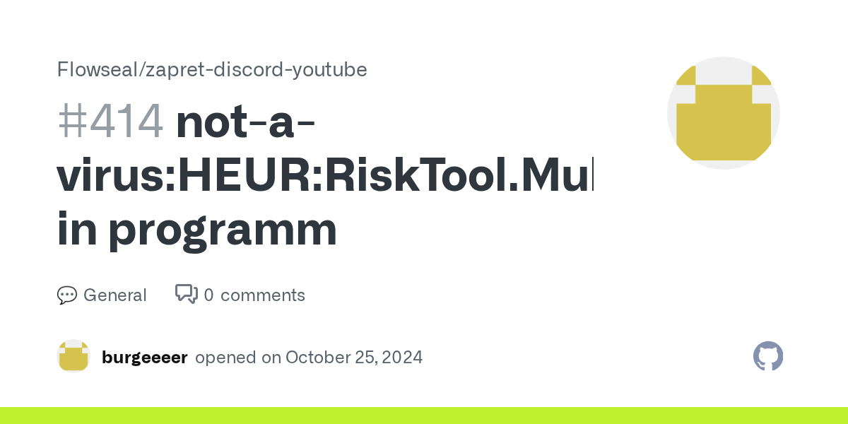 notavirusHEURRiskTool.Multi.WinDivert.gen in programm · Flowseal