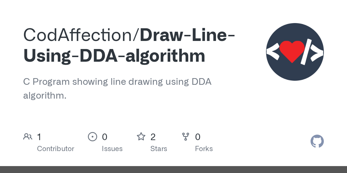 GitHub CodAffection/DrawLineUsingDDAalgorithm C Program showing