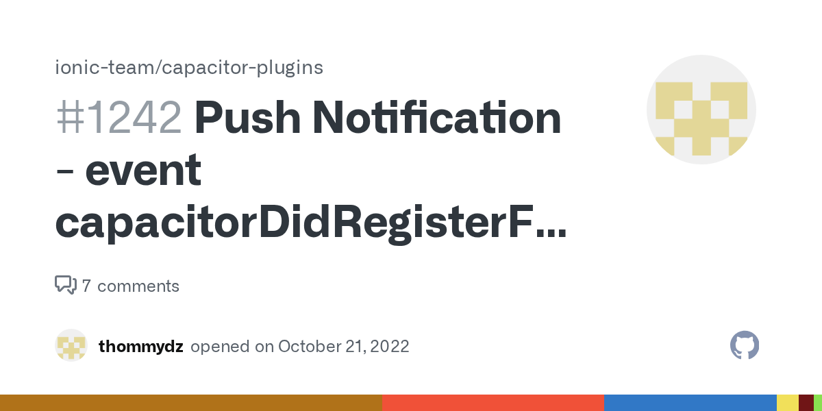 Push Notification event capacitorDidRegisterForRemoteNotifications