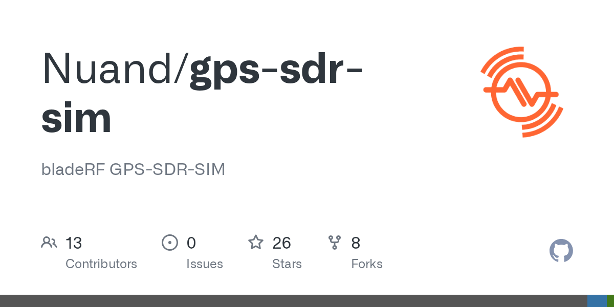 GitHub Nuand/gpssdrsim bladeRF GPSSDRSIM