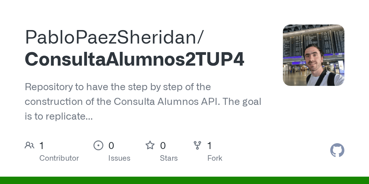 GitHub PabloPaezSheridan/ConsultaAlumnos2TUP4 Repository to have the