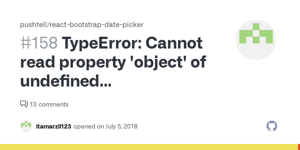 TypeError Cannot read property 'object' of undefined ./node_modules